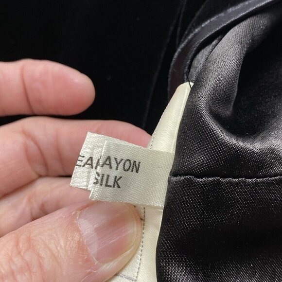 JANICE WAINWRIGHT VTG Rayon Silk Blend Velvet Midi Skirt Formal Black 12 62-14 - Picture 10 of 12